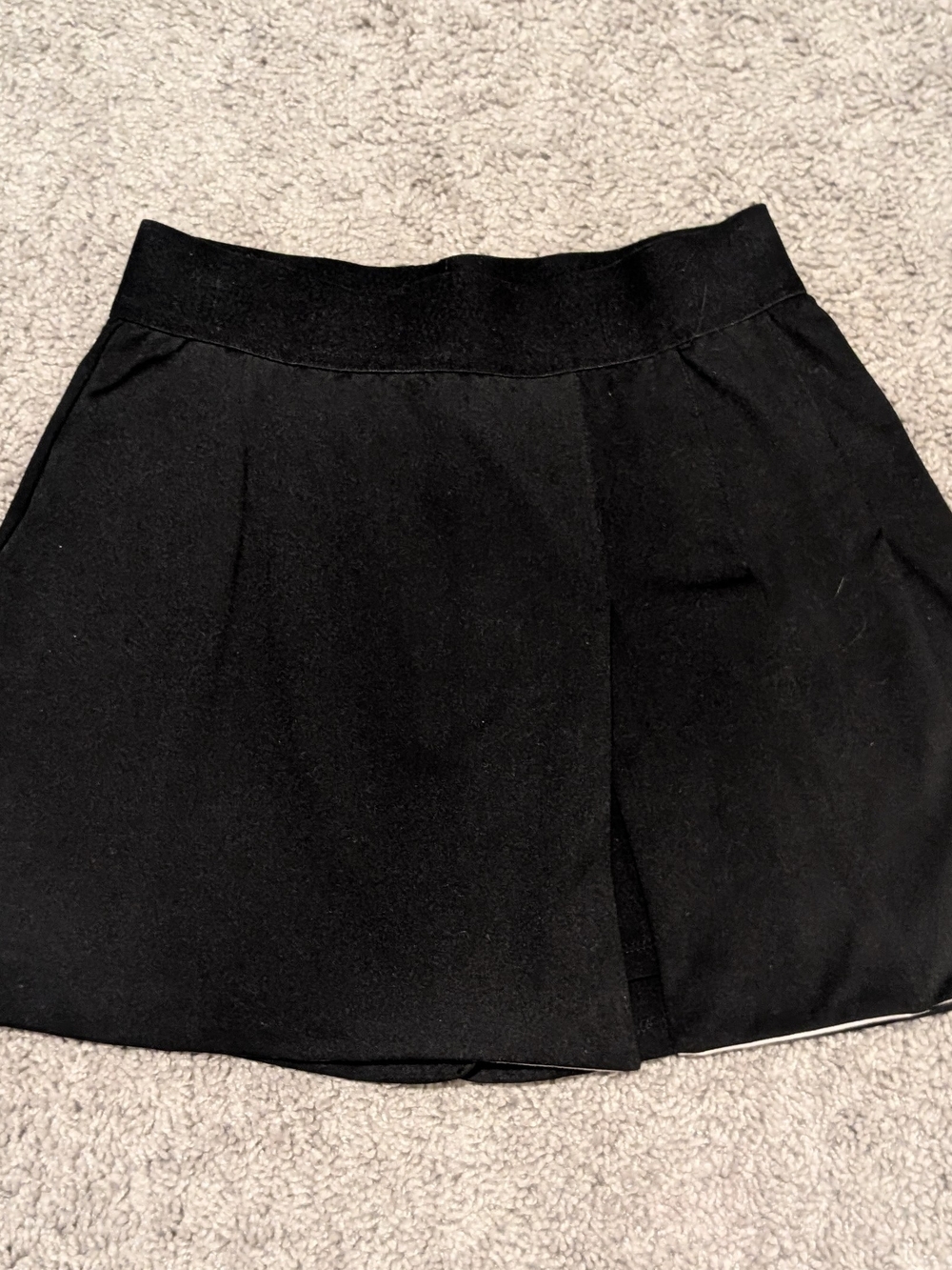 Varsity Black Mini Skirt with Front Slit